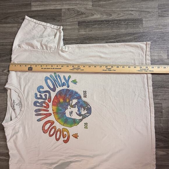 Bob Ross Good Vibes Only Tie Dye Graphic T-Shirt XL White Art Tee - Picture 7 of 8